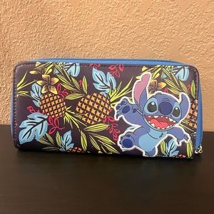 Disney Lilo and Stich Neon Vintage Tropical Zip Around Wallet